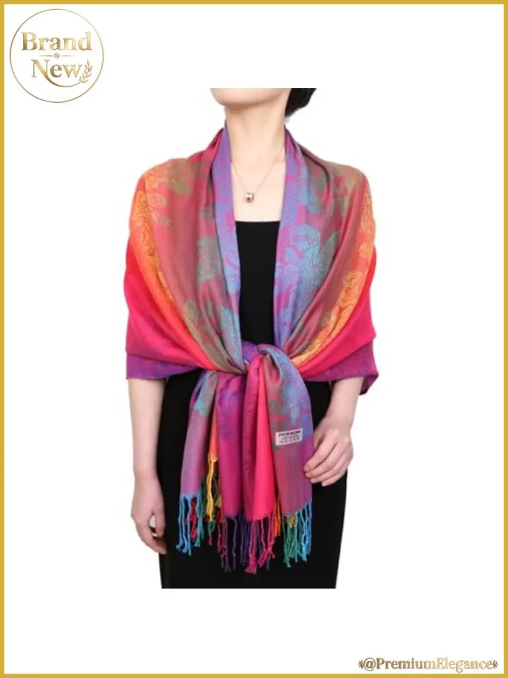 Paisley Pashmina Wrap Shawl Tassels Polyester Cotton Blend
